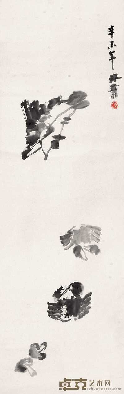 李味青 鳜鱼螃蟹 立轴 104×33.5cm